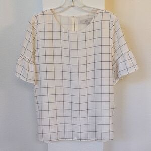 LOFT White ruffle sleeve blouse, size small